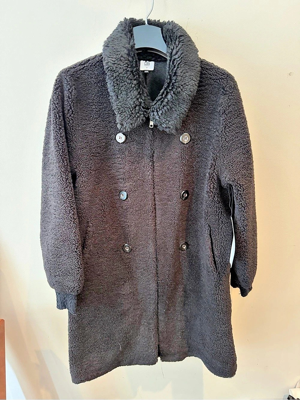 Cabi Vail Coat Teddy Coat in Black Size Medium NWT